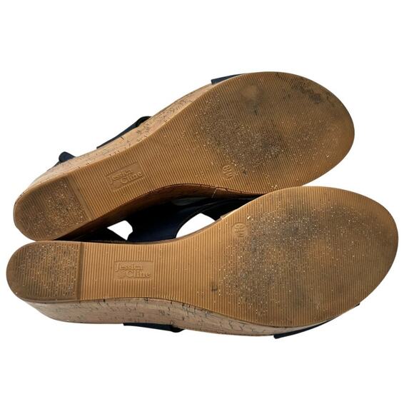 Jessica Cline Women's Leather Dreamer Cross-Strap Cork Wedge Sandals Size 8.5M - Picture 10 of 12